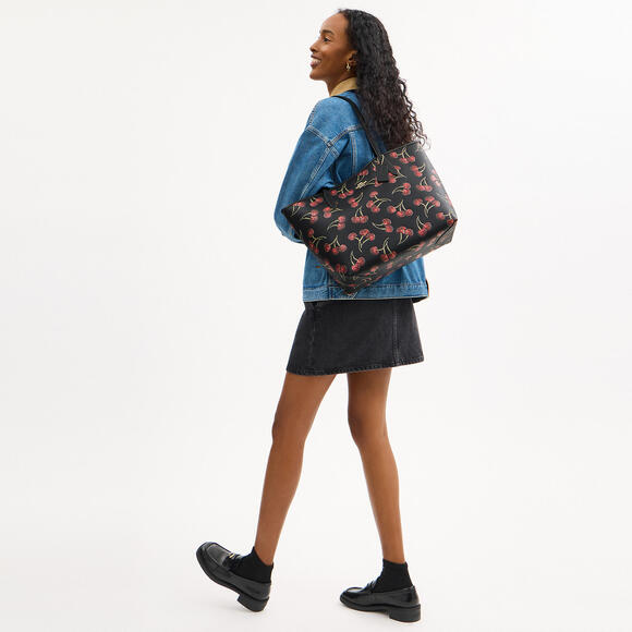 Authentic City Tote Bag Black With Cherry Print NWT - Picture 4 of 4